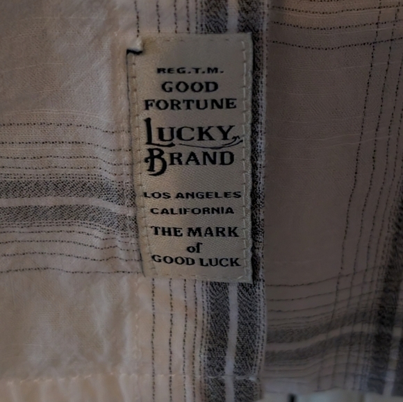 Lucky Brand White w/Gray Plaid Snap Front Western Shirt Size XL - Picture 5 of 10